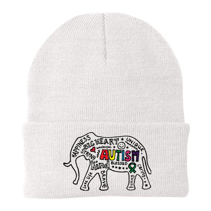 Autism Awareness Elephant Pride Knit Cap Winter Beanie