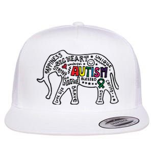 Autism Awareness Elephant Pride Flat Bill Trucker Hat