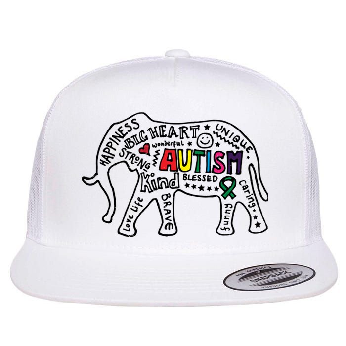 Autism Awareness Elephant Pride Flat Bill Trucker Hat