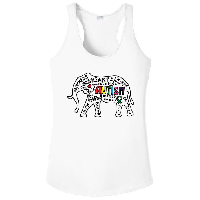 Autism Awareness Elephant Pride Ladies PosiCharge Competitor Racerback Tank