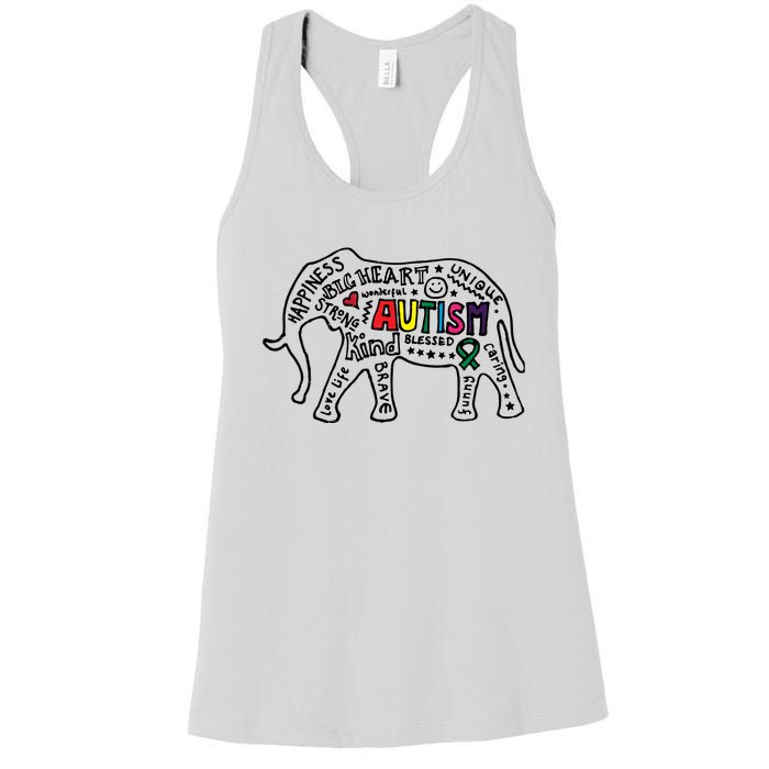 Autism Awareness Elephant Pride Women's Racerback Tank