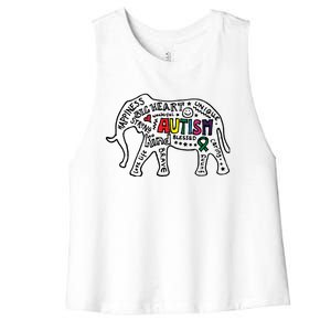 Autism Awareness Elephant Pride Women's Racerback Cropped Tank