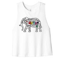 Autism Awareness Elephant Pride Women's Racerback Cropped Tank