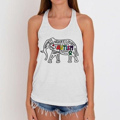 Autism Awareness Elephant Pride Women's Knotted Racerback Tank