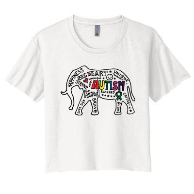 Autism Awareness Elephant Pride Women's Crop Top Tee