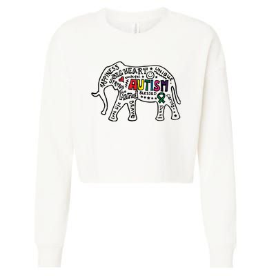 Autism Awareness Elephant Pride Cropped Pullover Crew