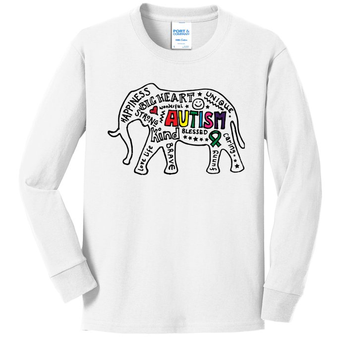 Autism Awareness Elephant Pride Kids Long Sleeve Shirt