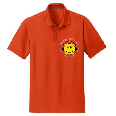 Autism Acceptance Educate Smiley Headphone Dry Zone Grid Polo