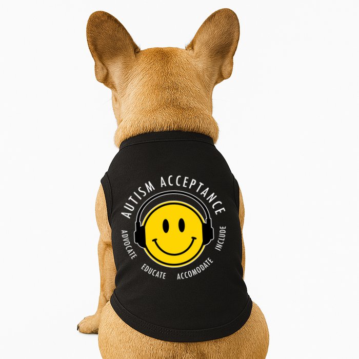Autism Acceptance Educate Smiley Headphone Doggie Tank