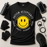 Autism Acceptance Educate Smiley Headphone Performance Shirt