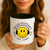 Autism Acceptance Educate Smiley Headphone Mug