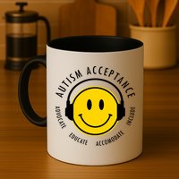 Autism Acceptance Educate Smiley Headphone Mug