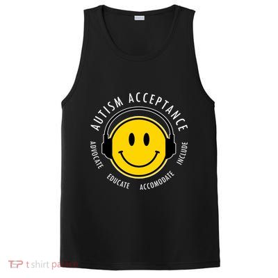 Autism Acceptance Educate Smiley Headphone PosiCharge Competitor Tank