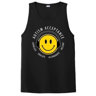 Autism Acceptance Educate Smiley Headphone PosiCharge Competitor Tank