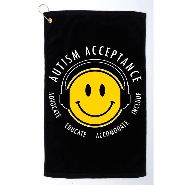 Autism Acceptance Educate Smiley Headphone Golf Towel