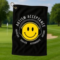 Autism Acceptance Educate Smiley Headphone Golf Towel