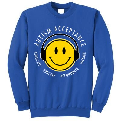 Autism Acceptance Educate Smiley Headphone Sweatshirt