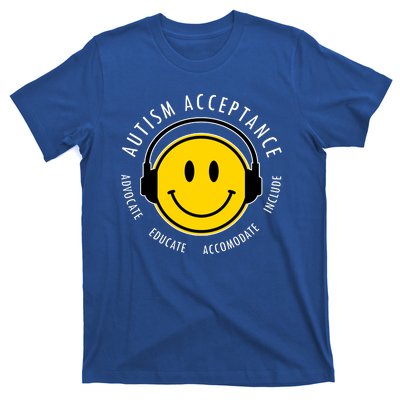 Autism Acceptance Educate Smiley Headphone T-Shirt