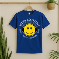 Autism Acceptance Educate Smiley Headphone T-Shirt