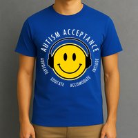 Autism Acceptance Educate Smiley Headphone T-Shirt