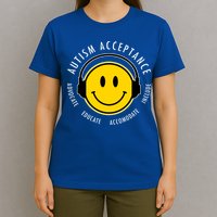 Autism Acceptance Educate Smiley Headphone T-Shirt