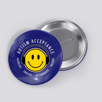 Autism Acceptance Educate Smiley Headphone Button