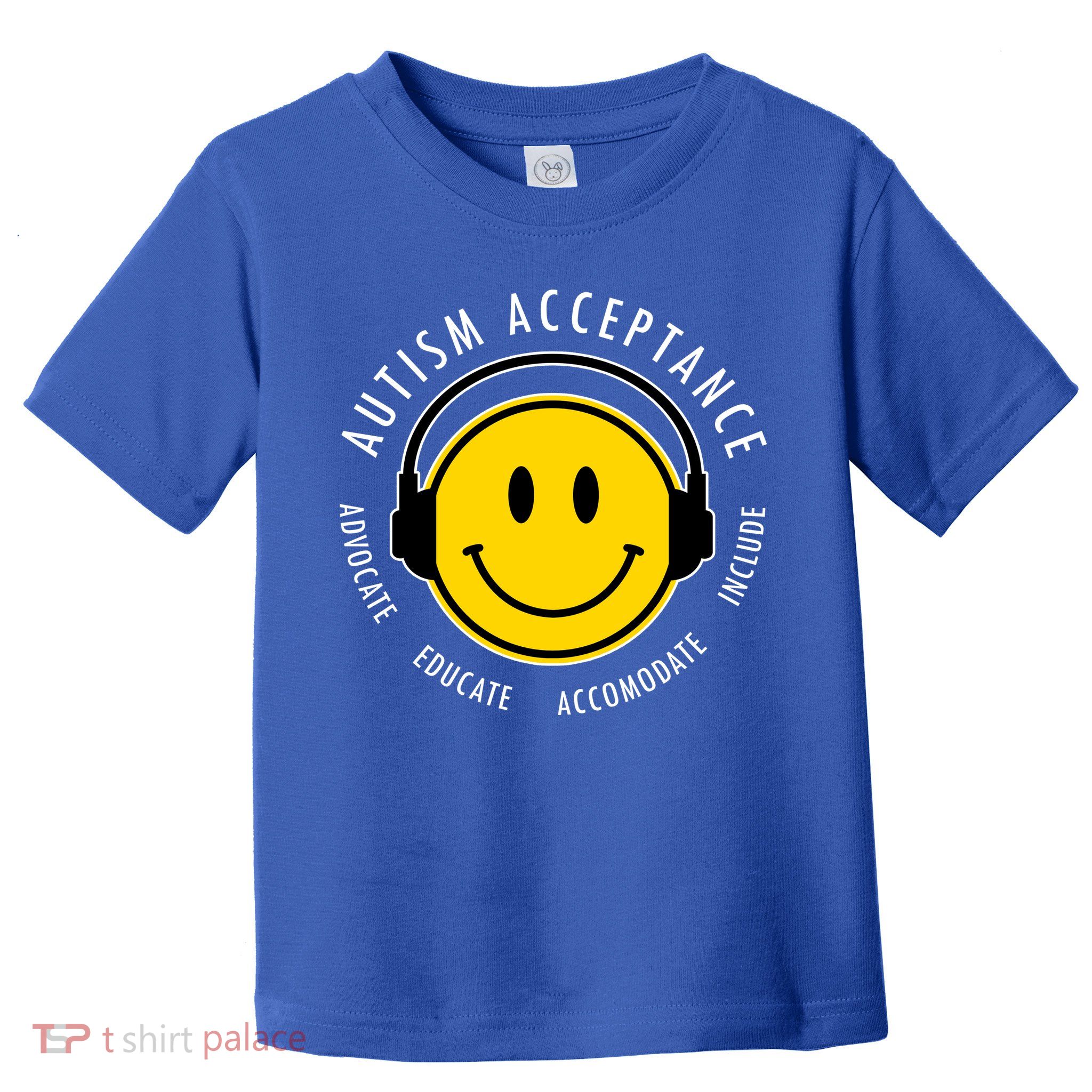 Autism Acceptance Educate Smiley Headphone Toddler T-Shirt