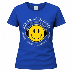 Autism Acceptance Educate Smiley Headphone Women's T-Shirt