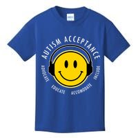 Autism Acceptance Educate Smiley Headphone Kids T-Shirt
