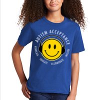 Autism Acceptance Educate Smiley Headphone Kids T-Shirt