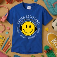 Autism Acceptance Educate Smiley Headphone Kids T-Shirt