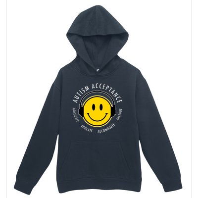 Autism Acceptance Educate Smiley Headphone Urban Pullover Hoodie