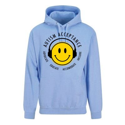 Autism Acceptance Educate Smiley Headphone Unisex Surf Hoodie