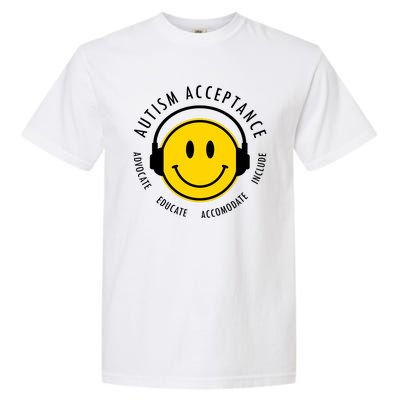 Autism Acceptance Educate Smiley Headphone Garment-Dyed Heavyweight T-Shirt