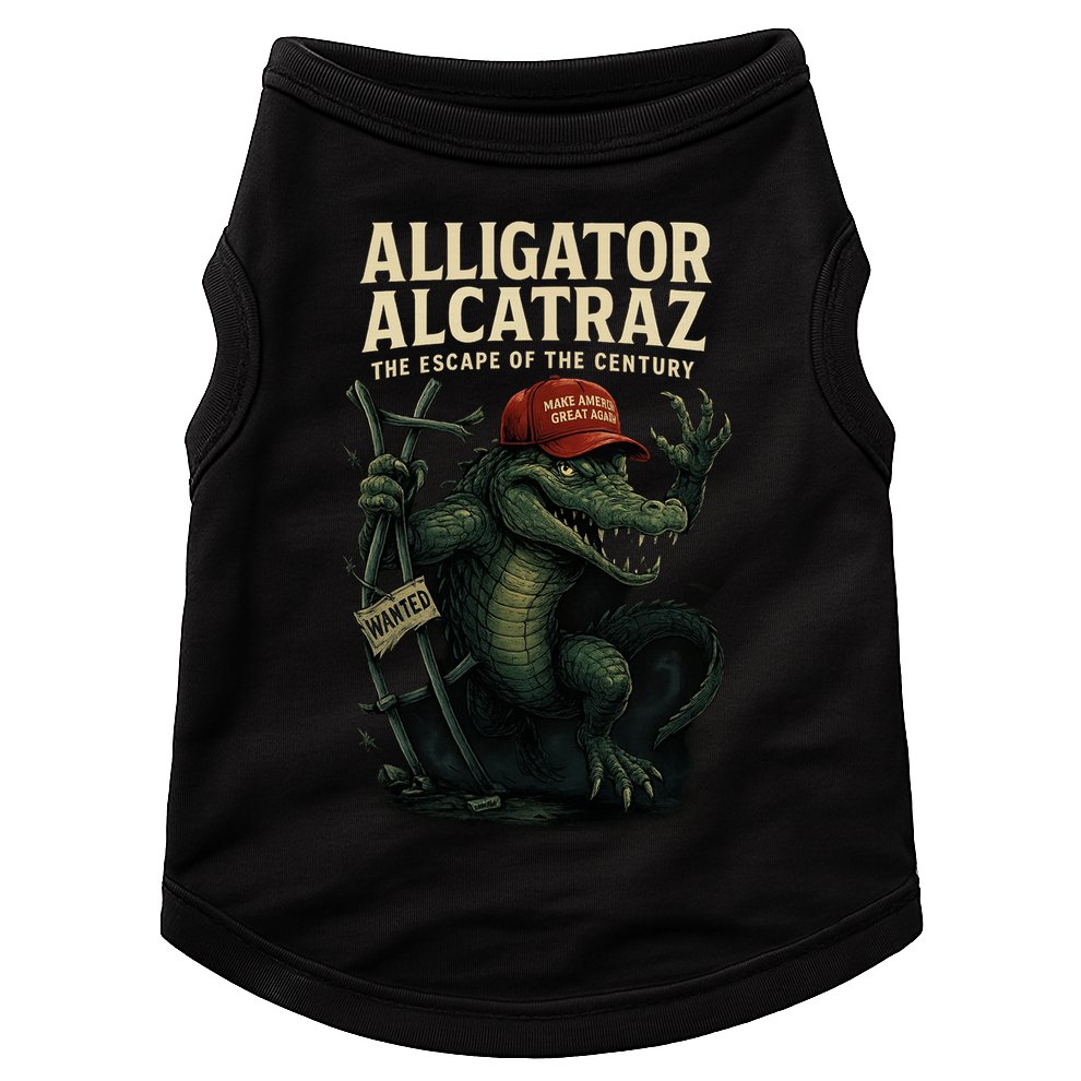 Alligator Alcatraz Escape Warning MAGA Doggie Tank