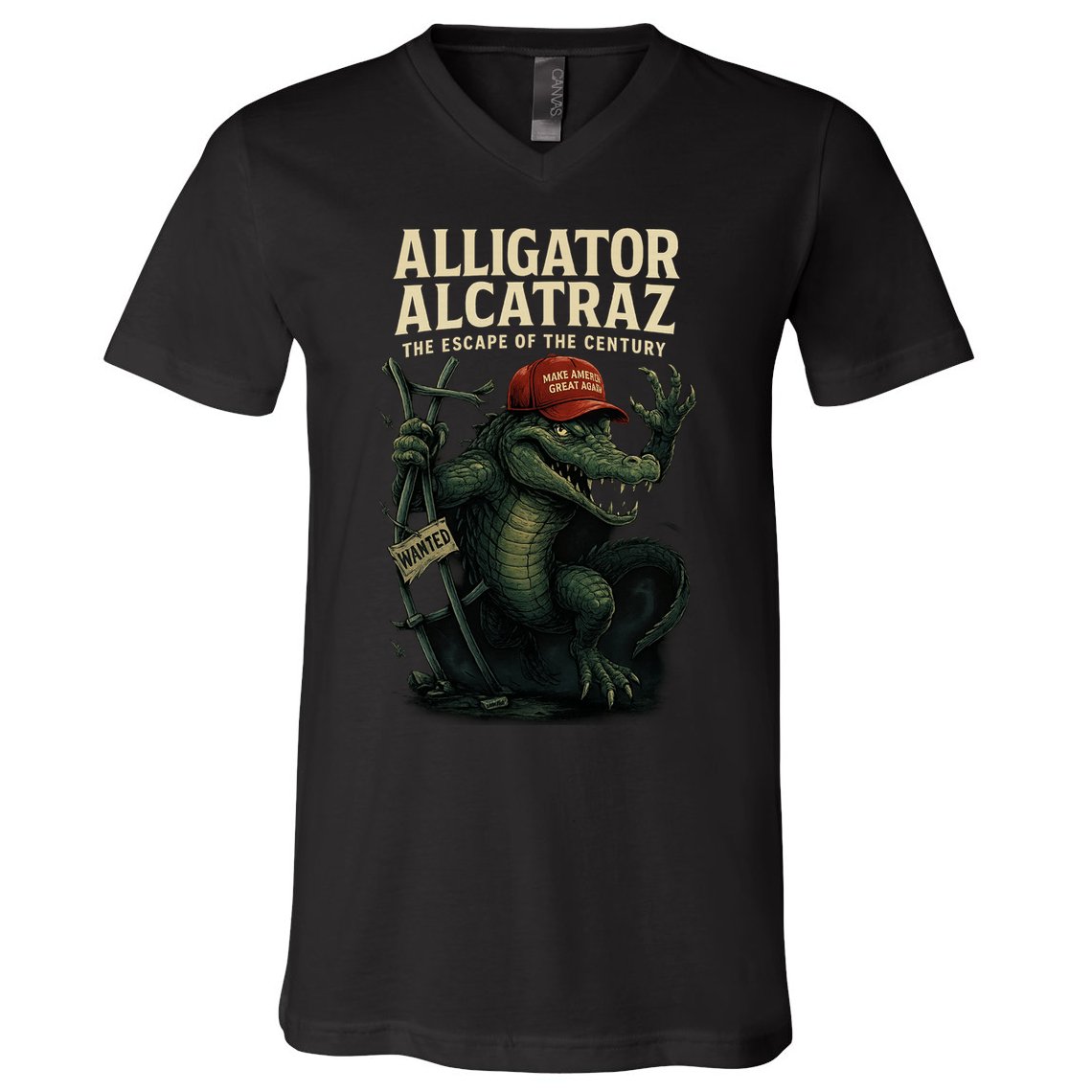Alligator Alcatraz Escape Warning MAGA V-Neck T-Shirt