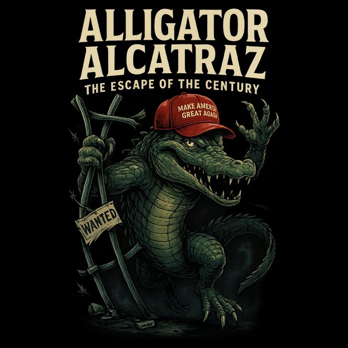 Alligator Alcatraz Escape Warning MAGA Drawstring Bag