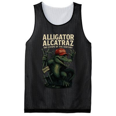 Alligator Alcatraz Escape Warning MAGA Mesh Reversible Basketball Jersey Tank