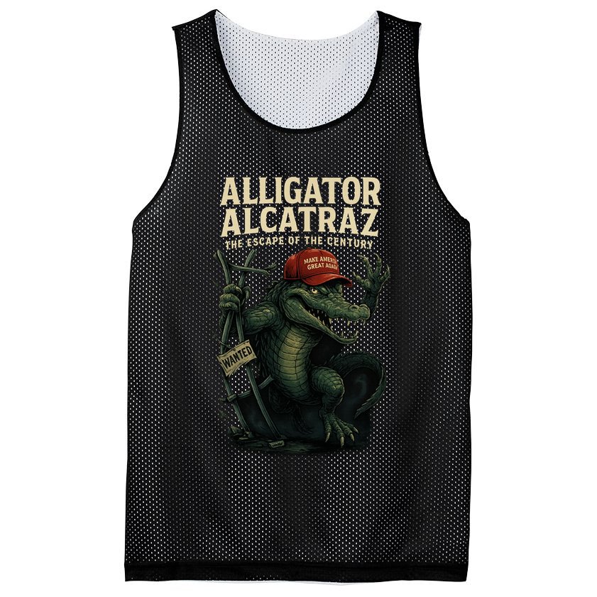 Alligator Alcatraz Escape Warning MAGA Mesh Reversible Basketball Jersey Tank