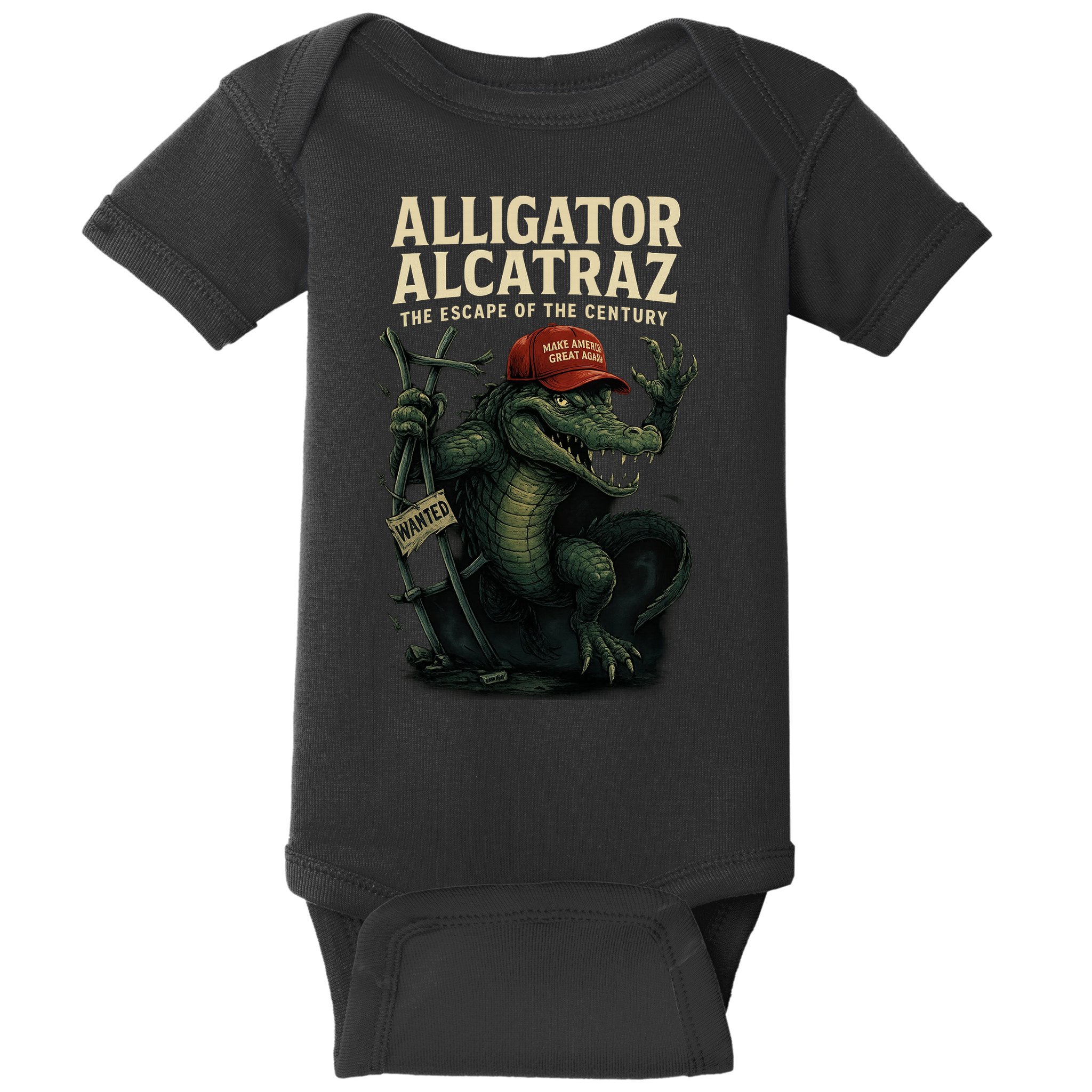 Alligator Alcatraz Escape Warning MAGA Baby Bodysuit
