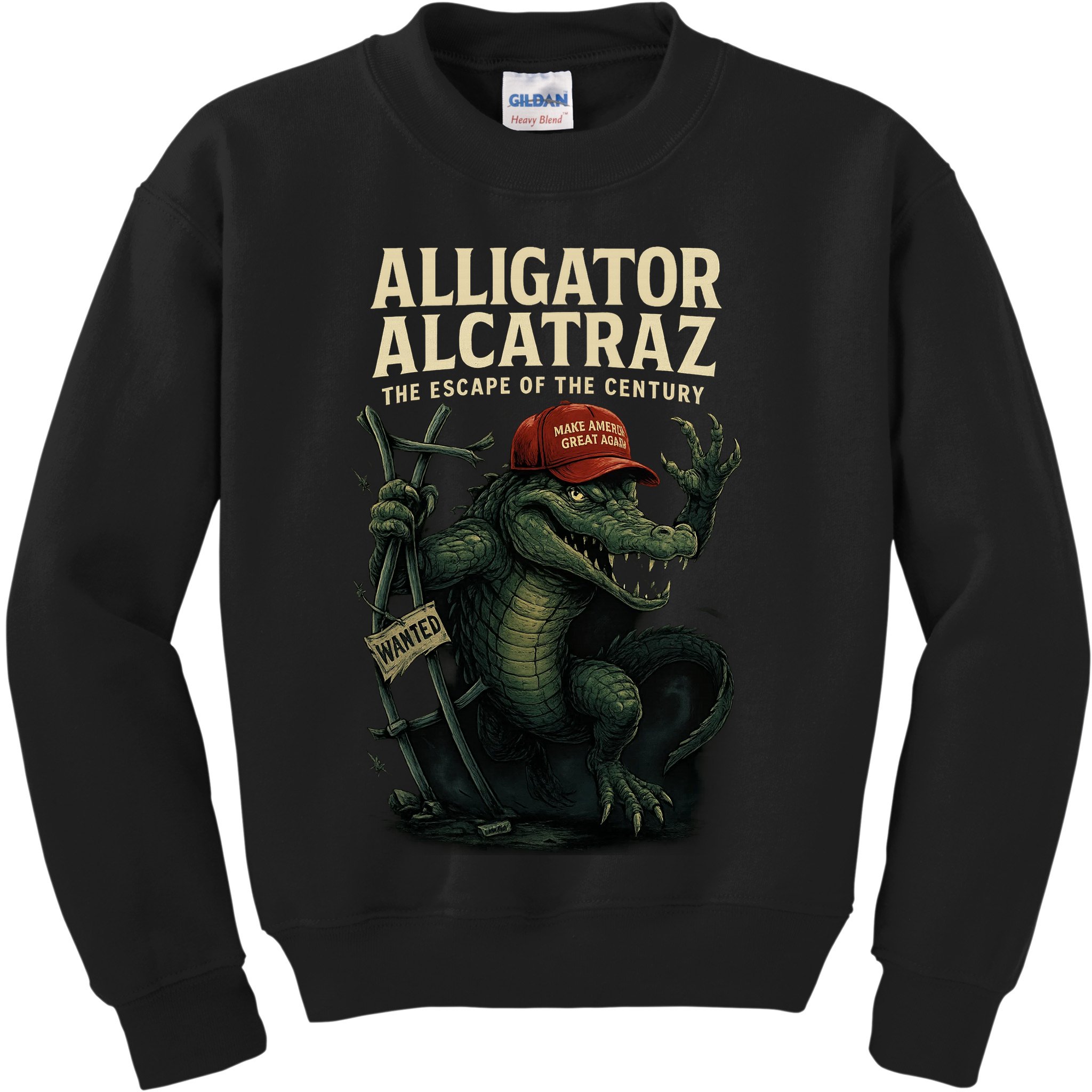 Alligator Alcatraz Escape Warning MAGA Kids Sweatshirt