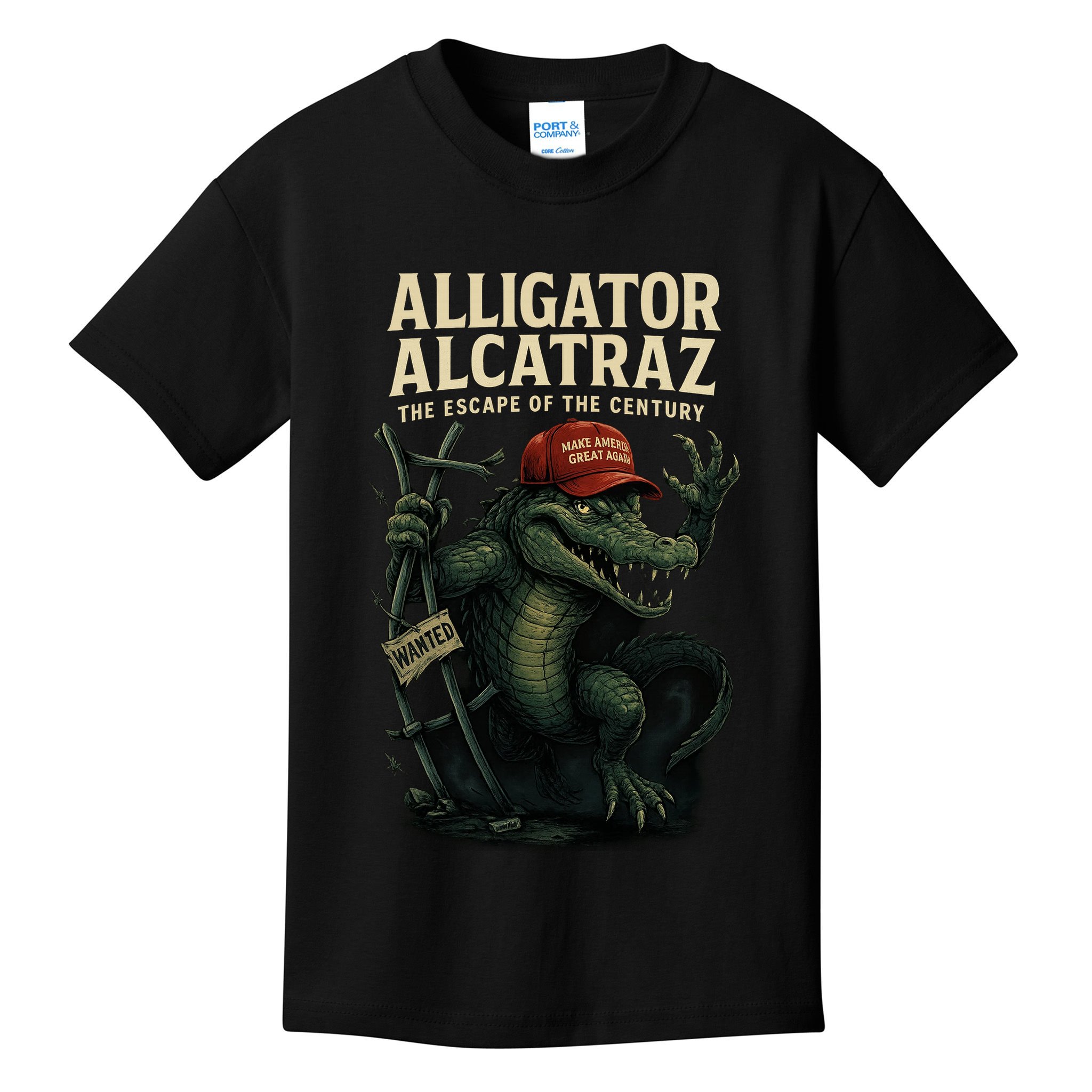 Alligator Alcatraz Escape Warning MAGA Kids T-Shirt