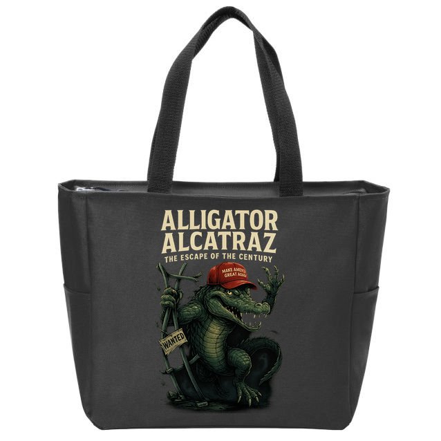 Alligator Alcatraz Escape Warning MAGA Zip Tote Bag