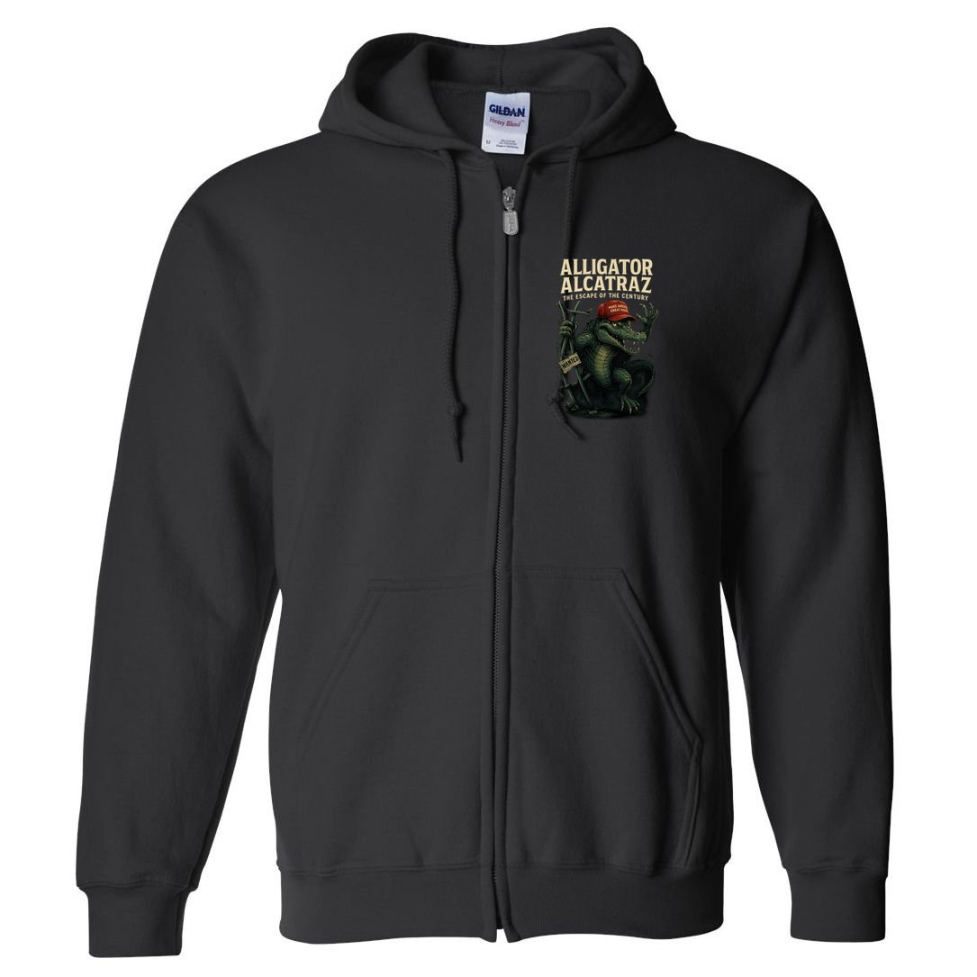 Alligator Alcatraz Escape Warning MAGA Full Zip Hoodie