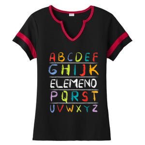 Alphabet Abcs Eleo Back To School Teacher Student Gift Ladies Halftime Notch Neck Tee