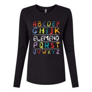 Alphabet Abcs Eleo Back To School Teacher Student Gift Womens Cotton Relaxed Long Sleeve T-Shirt