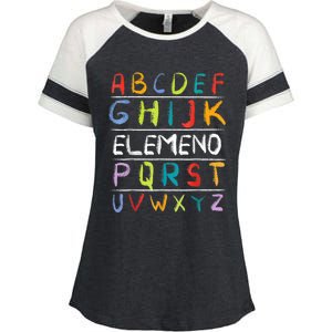 Alphabet Abcs Eleo Back To School Teacher Student Gift Enza Ladies Jersey Colorblock Tee