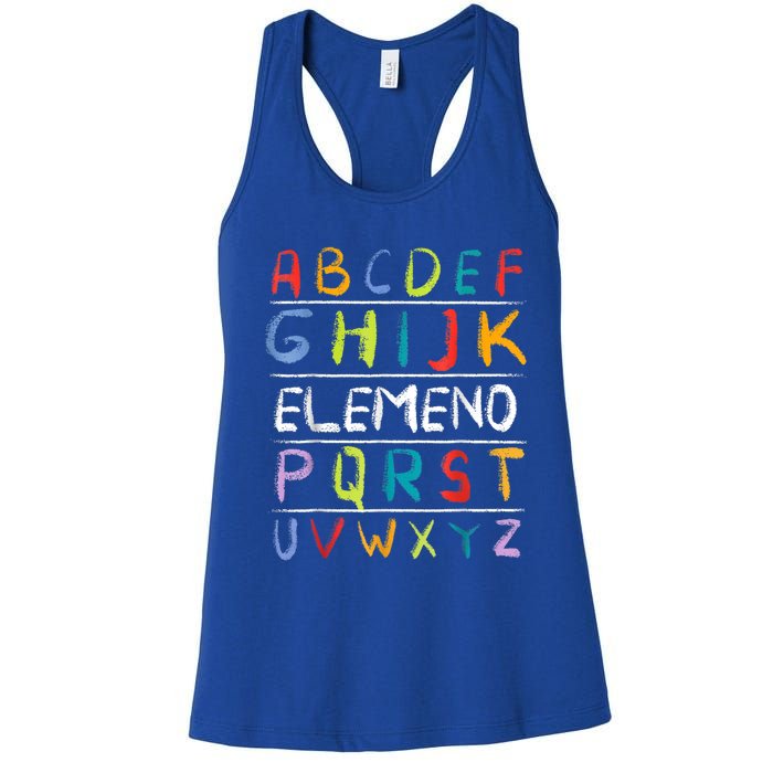 Alphabet Abcs Eleo Back To School Teacher Student Gift Women's Racerback Tank