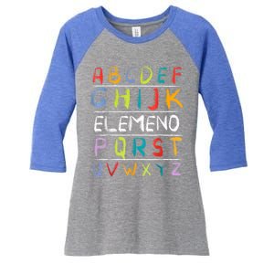 Alphabet Abcs Eleo Back To School Teacher Student Gift Women's Tri-Blend 3/4-Sleeve Raglan Shirt