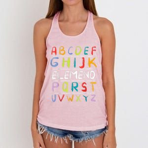 Alphabet Abcs Eleo Back To School Teacher Student Gift Women's Knotted Racerback Tank